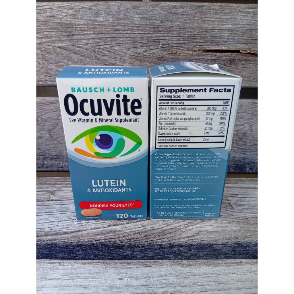 ลูทีน Ocuvite Eye Vitamin & Mineral Supplement Tablets, Lutein & Antioxidants, Nourish Your Eyes, 12
