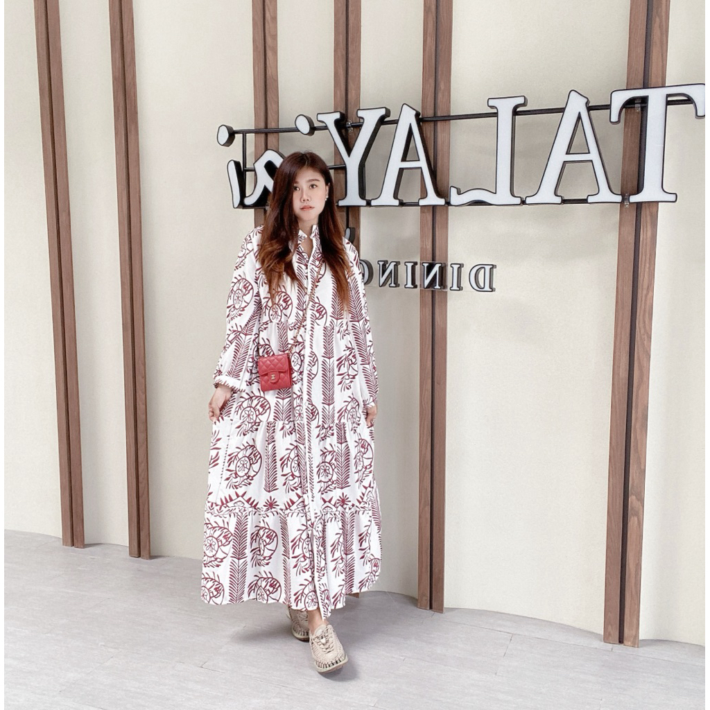 ชุดเดรส🦋💖อก42“ ยาว48”ผ้าพิมพ์ลาย สวยหรู ดูแพง hisoสุดๆ