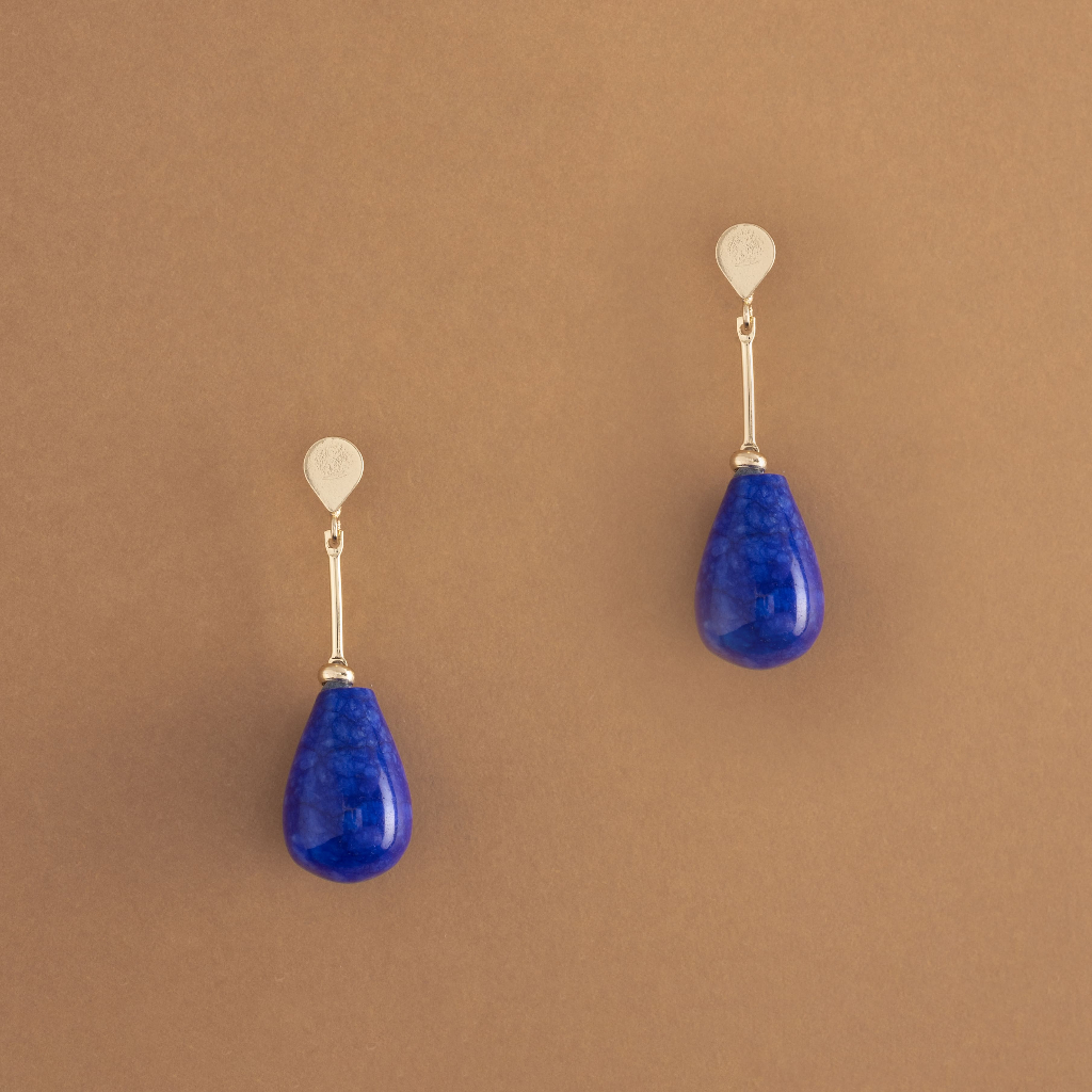 LAPIS LAZULI STONE-CLASSIC TEARDROP EARRING ต่างหูหินลาพิสลาซูลี