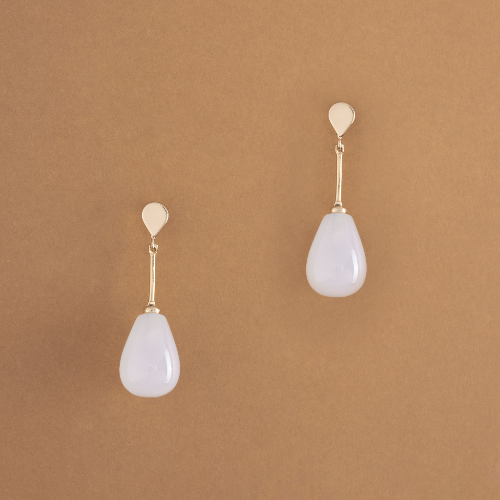 MOONSTONE -CLASSIC TEARDROP EARRING ต่างหูหินมูนสโตน
