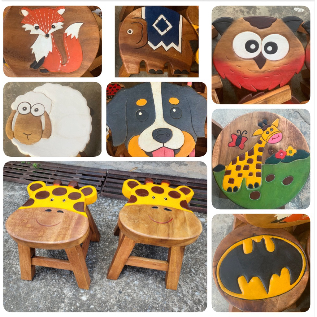 เก้าอี้ไม้ สตูล รูปการ์ตูน  ขนาด 10 นิ้ว