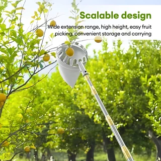 ไม้สอยผลไม้ ตะกร้อสอยผลไมัแบบด้ามยืดหดได้ 3-10M วัสดุสแตนเลส ด้ามสวิงยืดหดได้