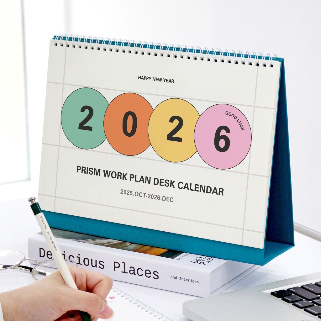 2026 Prism Work Plan Calendar ปฏิทินตั้งโต๊ะแบบตารางงาน ลิขสิทธิ์แท้ INDIGO