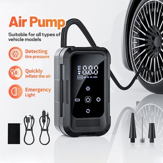 ที่เติมลมไฟฟ้า 4 In 1 เครื่องปั๊มลมยางรถยนต์ ไร้สาย 3900mAh แบบพกพา