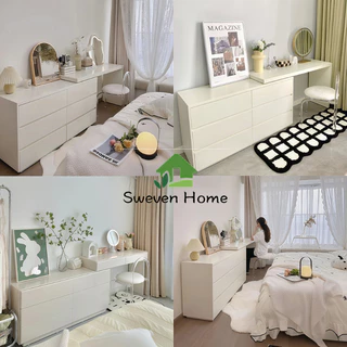 Sweven Home โต๊ะเครื่องแป้ง โต๊ะแต่งหน้า Dressing Table ปรับได้อย่างอิสระความยาว 125-220cm สามารถปรับทิศทางได้ 360°