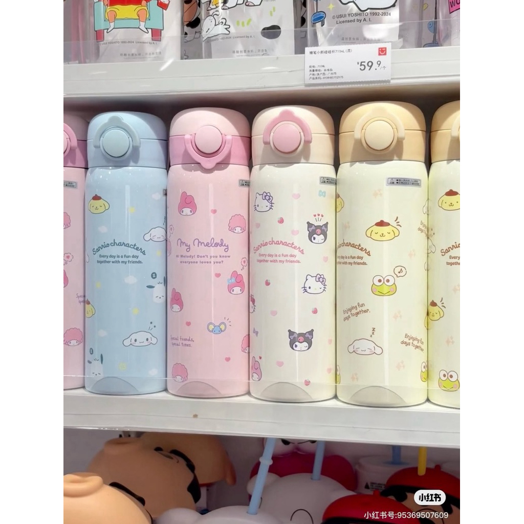 (pre-order🇨🇳) sanrio x miniso ขวดน้ำเก็บความเย็น 500 ml สินค้าลิขสิทธิ์ kitty / kuromi / cinnamonroll / pompompurin