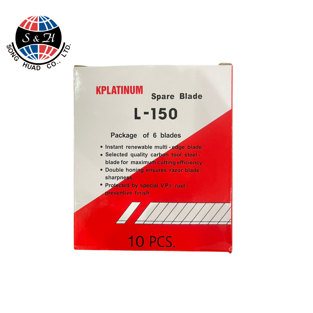 ใบมีดคัตเตอร์ใหญ่ ขนาด18มม. ใบมีดคัตเตอร์ L-150 KPLATINUM (60ใบ/กล่อง) large cutter blade heavy duty