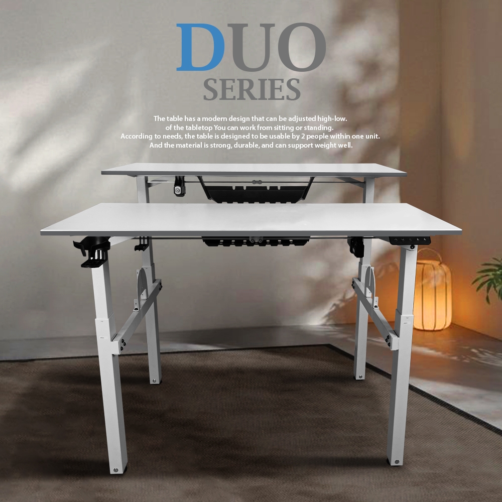 โต๊ะทำงาน Buy 1 get  2 AMO DESIGN รุ่น DUO Series โต๊ะไฟฟ้า โต๊ะคอมคู่ Electric standing desk  รับปร