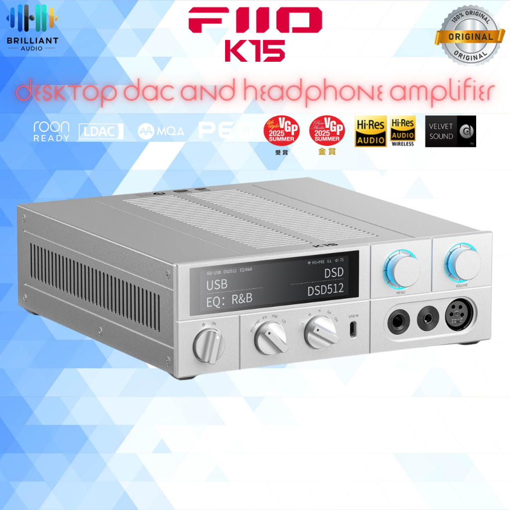 [PreOrder] FiiO K15 DAC/AMP ตั้งโต๊ะชิป AKM AK4497S *2 รองรับ MQA, Dual Hi-Res ประกันศูนย์ไทย