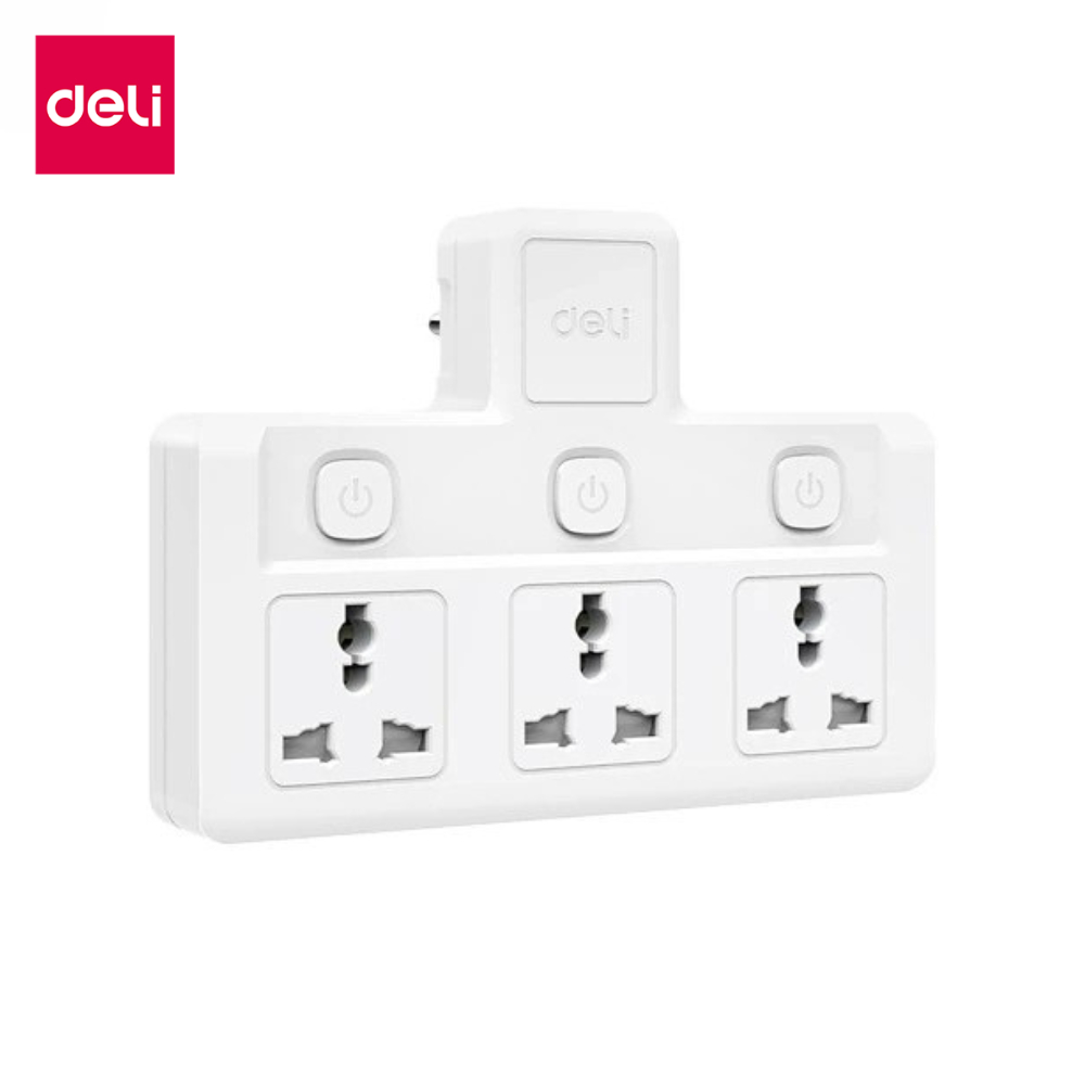 Deli ปลั๊กแปลง ปลั๊กไฟ อแดปเตอร์ กำลังไฟ 10A 2500W ปลั๊กสากล ทนความร้อนได้ 750องศา Universal Adapter