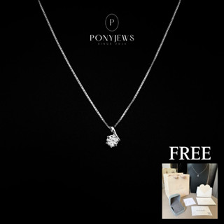 สร้อยคอพร้อมจี้เงินแท้ 92.5 รุ่น Alice เคลือบทองคำขาว ฝังเพช…