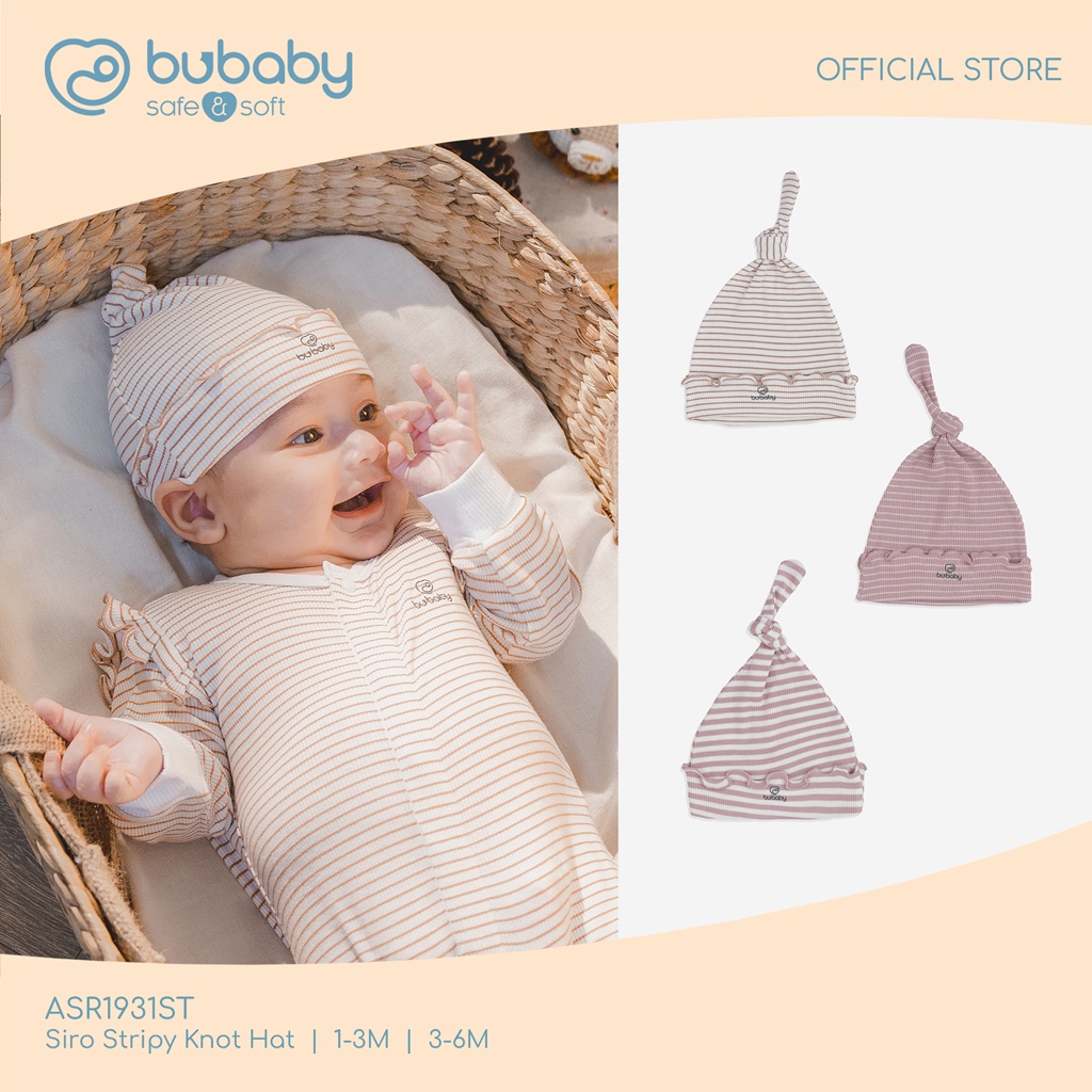 BU Baby หมวกใยไผ่เด็กทารก ลายทาง เย็น นุ่มสบายSiro Stripy Baby Knotted Hat ASR1931ST
