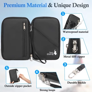SeaChoice กระเป๋าใส่พาสปอร์ตสำหรับครอบครัว กระเป๋าใส่พาสปอร์ตป้องกัน RFID กระเป๋าจัดระเบียบเอกสารการเดินทาง ยูนิเซ็กซ์