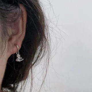 พร้อมส่ง! ราคา/คู่ ต่างหูรุ่น Crystal Saturn Earrings ต่างหูห้อยจี้ดาวเสาร์ สไตล์ Y2K ล็อกแน่น เนื้องานเกาหลี พรีเมี่ยม