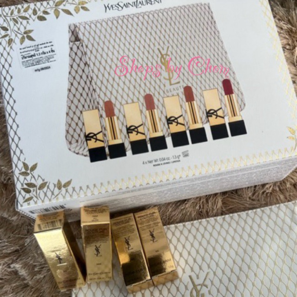 Set ลิป Rouge Pure Contour 3 แท่ง (RM, NM, N1) พร้อมกระเป๋าเครื่องสำอางค์ YSL