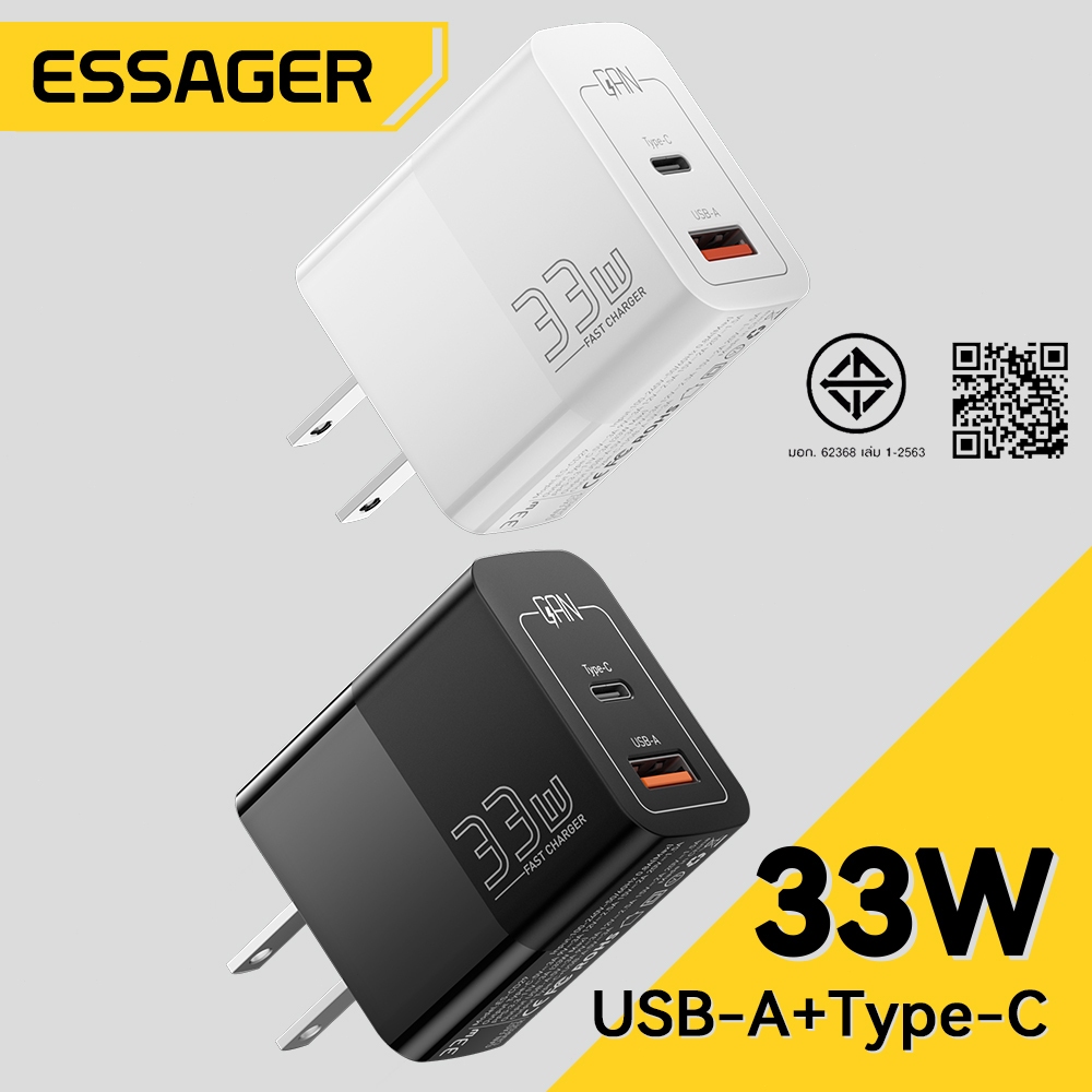 Essager เครื่องชาร์จเร็ว 33W GAN สำหรับโทรศัพท์ IP อะแดปเตอร์ชาร์จเร็ว USB Type C PD QC PPS