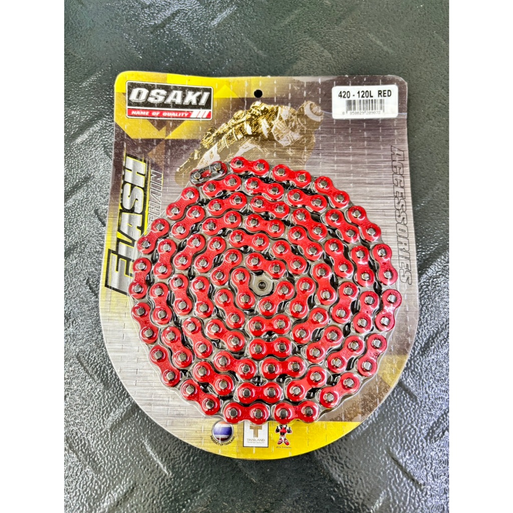 โซ่สีแดงสะท้อนแสง OSAKI 420-120ข้อ OSAKI โซ่สี FLASH สีแดง (420) ขนาด 120L โซ่สี SONIC,แดช เวฟ