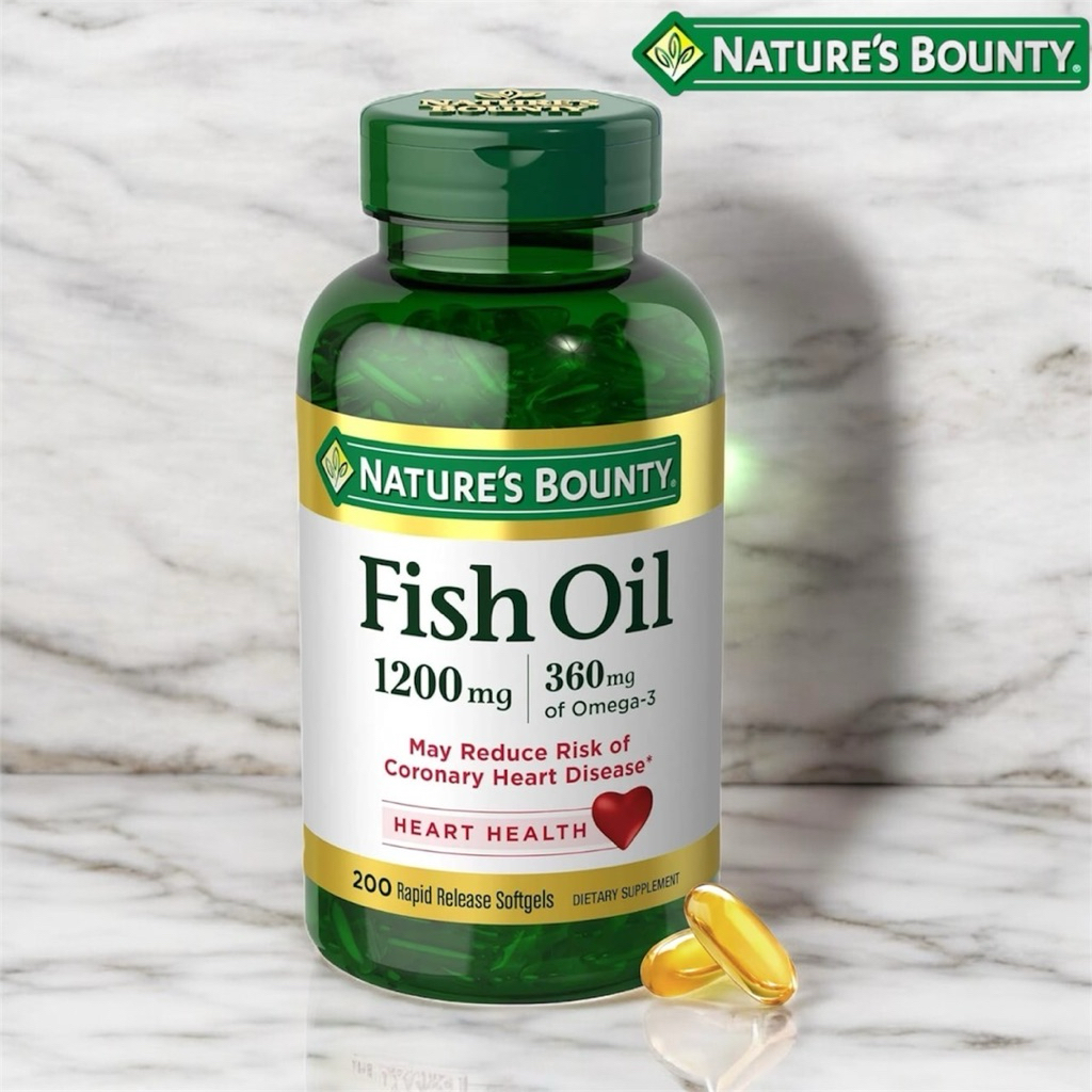 พร้อมส่ง น้ำมันปลา 1200mg 200เม็ด Nature's Bounty Fish Oil, 1200mg, 360mg of Omega-3, 200 Rapid Release Softgels