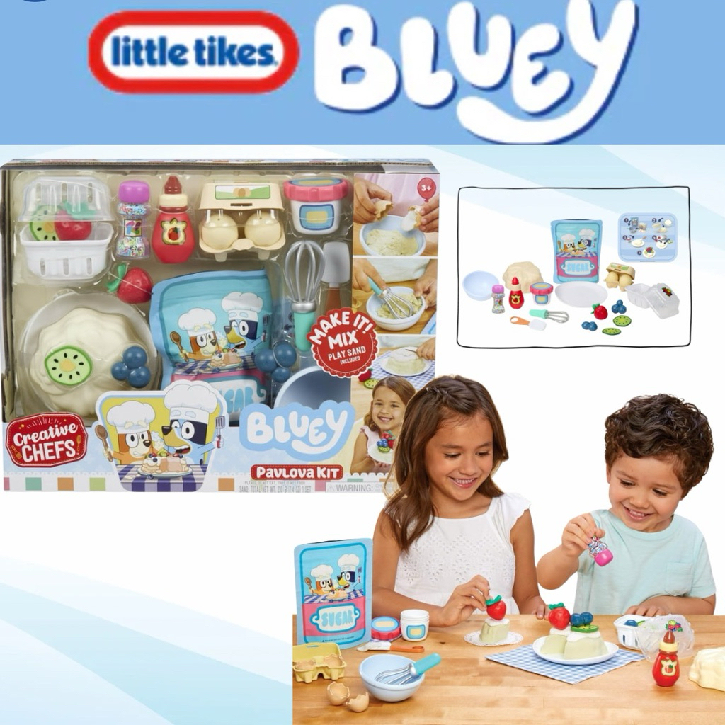 Creative Chefs Bluey Pavlova Kit ซึ่งเป็นชุดทำขนมสำหรับเด็กที่ได้รับแรงบันดาลใจจากตัวละคร Bluey