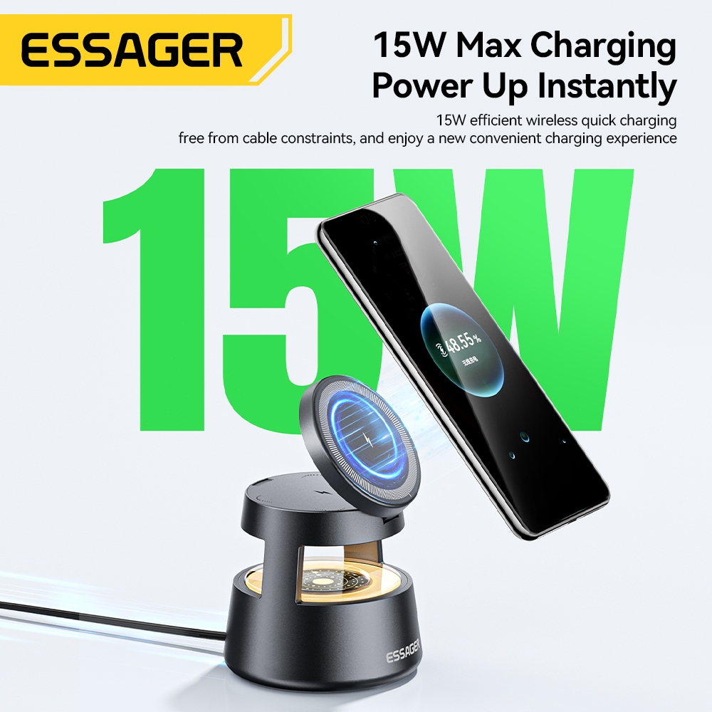 Essager 15W เครื่องชาร์จไร้สายเดสก์ท็อป 4-in-1 รูปที่ 4