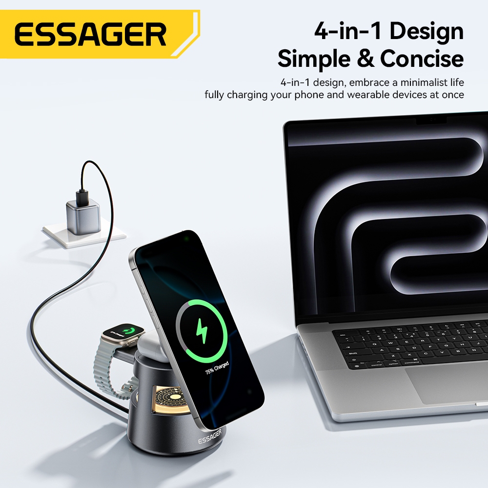 Essager 15W เครื่องชาร์จไร้สายเดสก์ท็อป 4-in-1 รูปที่ 3
