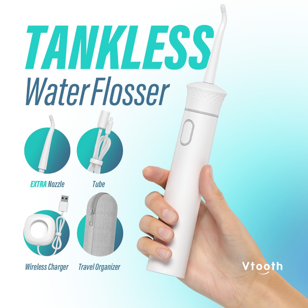 Vtooth Portable Dental Flosser Powerful Oral Irrigator Water Flosser ไหมขัดฟันพลังน้ำ อุปกรณ์ดูแลช่องปาก