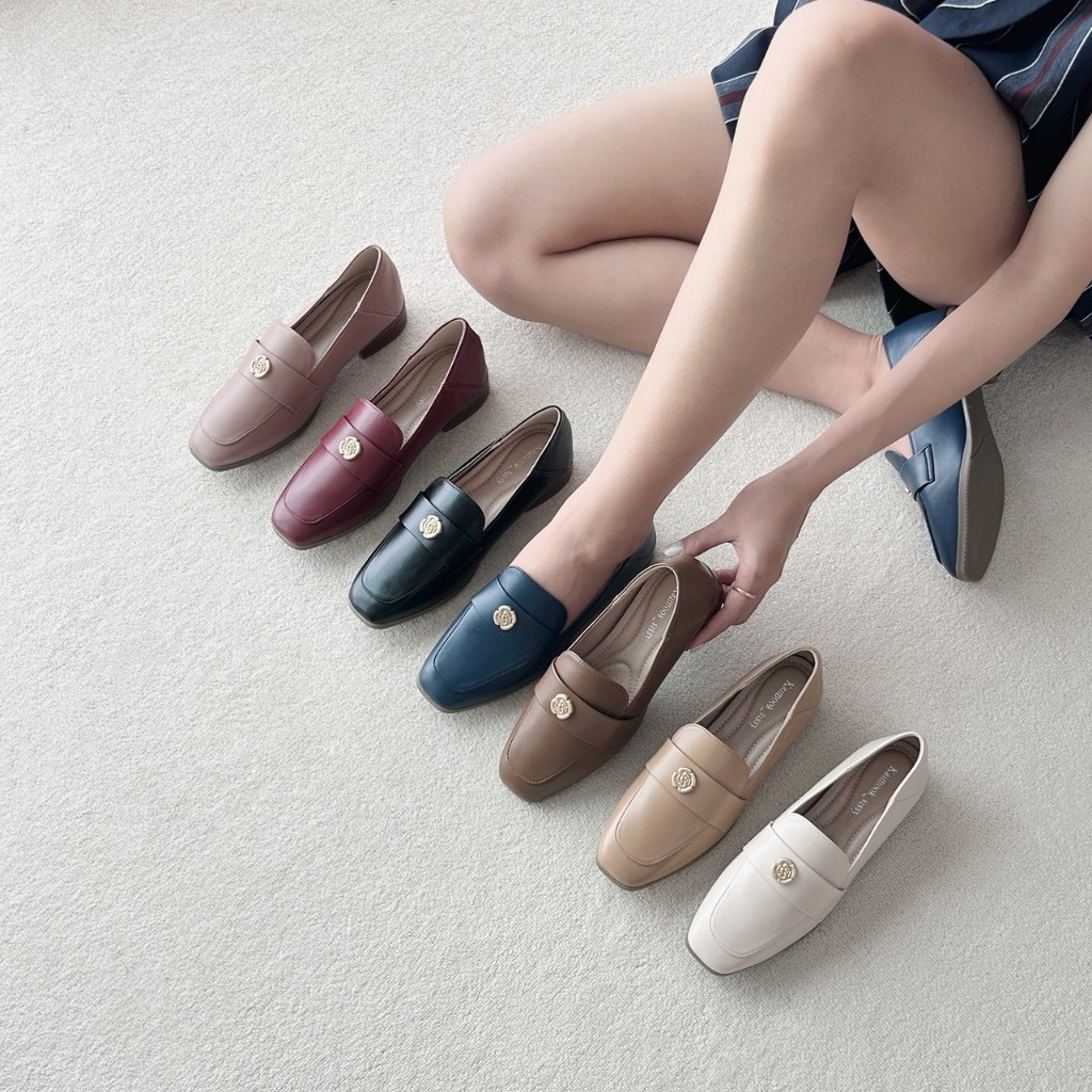 รองเท้าคัทชู  สไตล์ลอฟเฟอร์อะไหล่Rose ส้น1นิ้ว รองเท้าKaimooksissy Ks25509