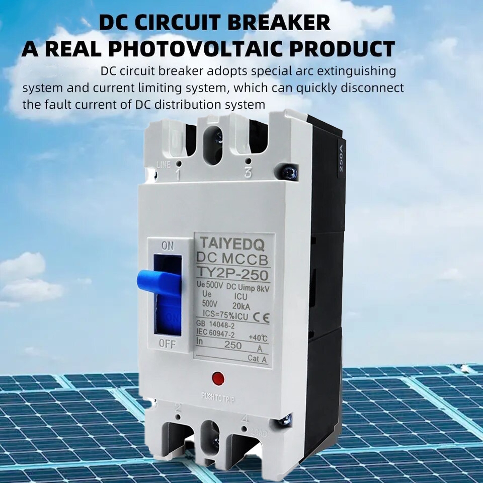 DC เบรกเกอร์ MCCB ขนาด 100A แบตเตอรี่เบรกเกอร์ Breaker Battery Molded Case Circuit Breaker TAIYEDQ