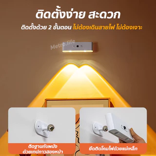 โคมไฟติดผนังLEDไฟกลางคืน พร้อมเซ็นเซอร์ ควบคุมด้วยรีโมท ชาร์จUSB ยึดติดด้วยแม่เหล็ก ไฟติดหัวเตียง
