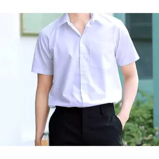 NFshoes เสื้อนักเรียนชาย ประถม-มัธยม ปกเชิ้ต ตราชนินทร์อาภรณ์ ทรงสวยถูกระเบียบ เนื้อผ้าอย่างดี สีขาว รีดง่าย ชุดนักเรียน