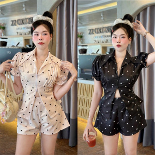 ชุดเซทแขนตุ๊กตาลายจุดขาสั้น