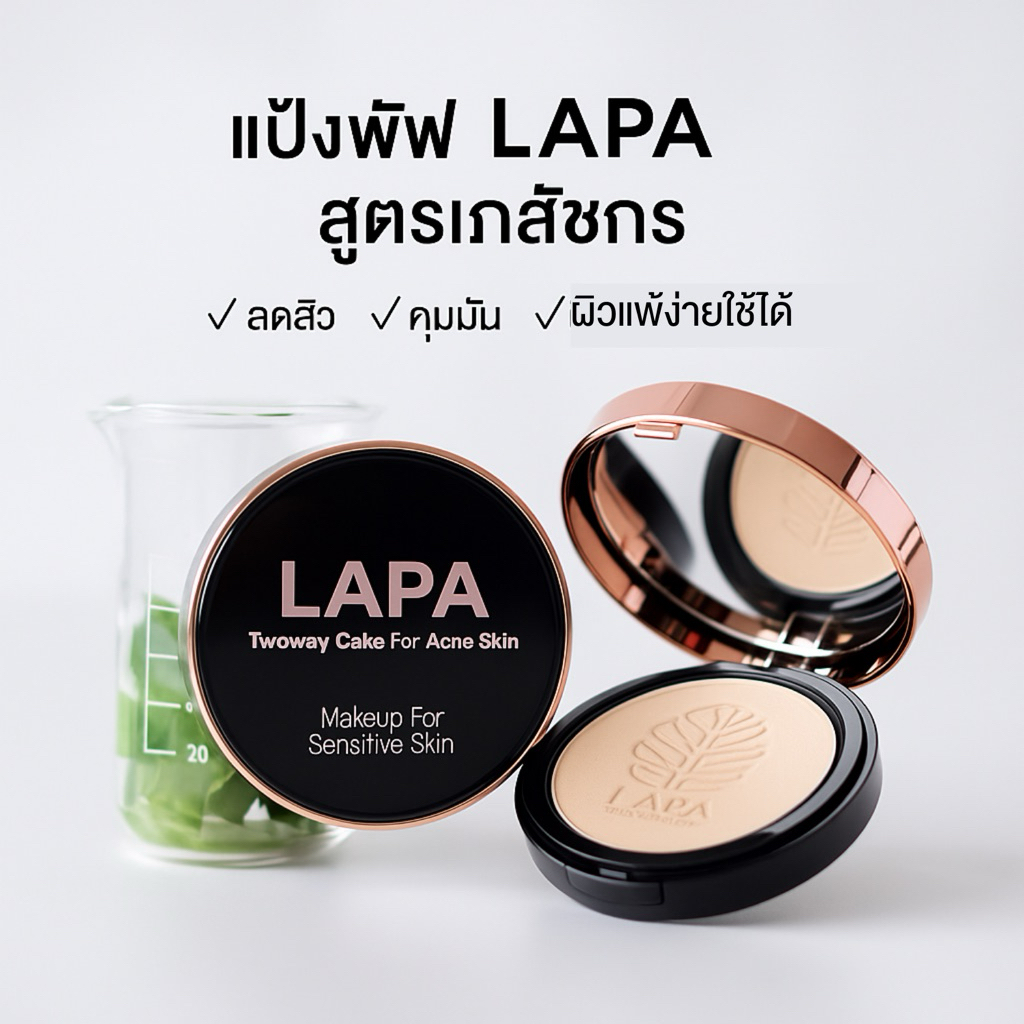𝐋𝐀𝐏𝐀 𝐓𝐰𝐨 𝐖𝐚𝐲 𝐂𝐚𝐤𝐞 𝐟𝐨𝐫 𝐀𝐜𝐧𝐞 𝐒𝐤𝐢𝐧 𝟏𝟐𝐠 แป้งพัฟลภา สูตรเภสัช คุมมัน ลดสิว ผสมรองพื้น SPF30 PA++