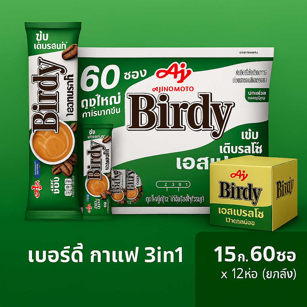 [ขายยกลัง] เบอร์ดี้ กาแฟ3อิน1 เอสเปรสโซ่ 12.1 ก. x 60ซอง