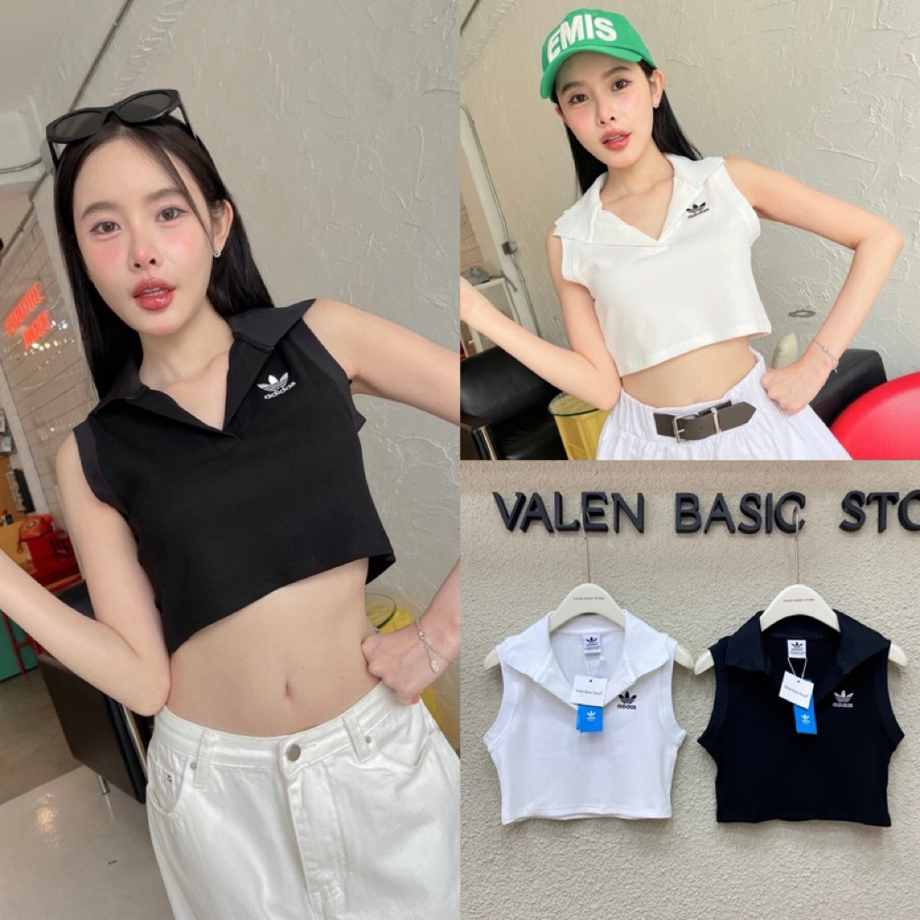 ADS polo crop📍เสื้อกล้ามคอปก ทรงเว้าแขนสวย ดีเทลปักโลโก้ งานสวยทรงจึ้ง