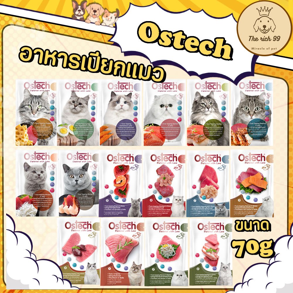 (ซอง) Ostech Ultra อาหารเปียกแมวสูตรอัลตร้า มีทั้งเยลลี่และเกรวี่ 70g