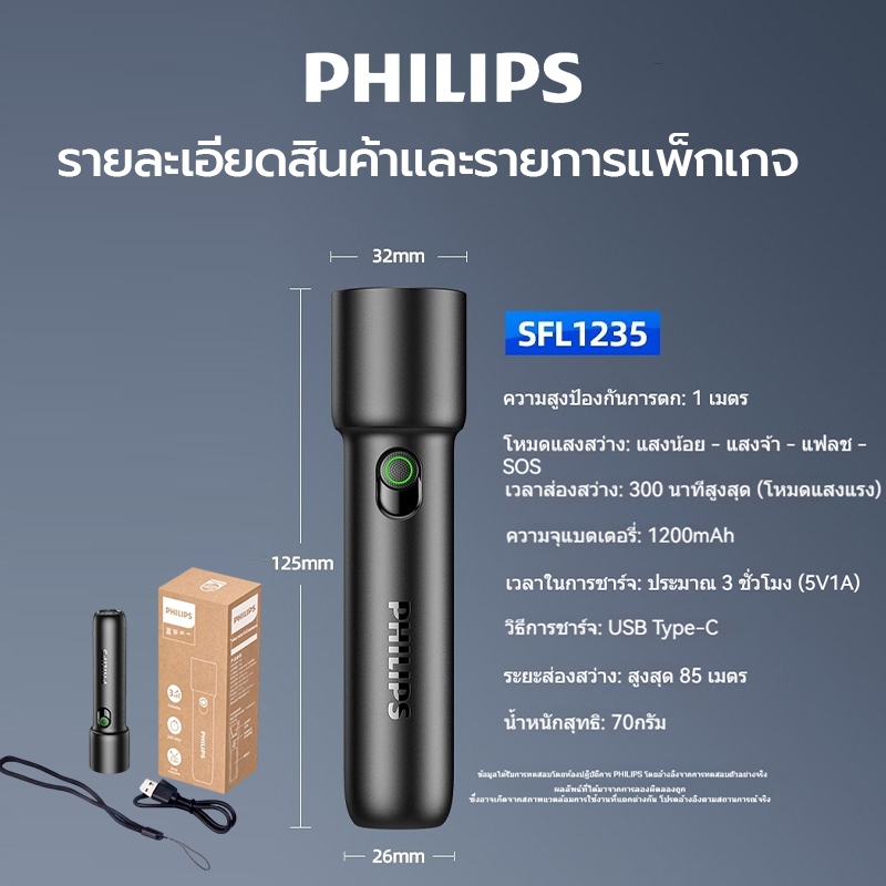 【รับประกัน 3 ปี】ไฟฉาย LED สว่างมาก แบตเตอรี่อึดมาก ใช้งานได้นาน 4 โหมด Type-C ผิวสัมผัสแบบด้าน ระยะยิง MAX85 เมตร กันน้ำ - รูปที่ 6