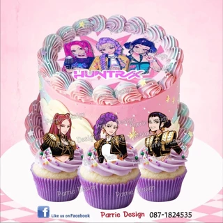 แผ่นเวเฟอร์ Photo Cake ลาย🎉 เพิ่มความปังให้เค้กของคุณ!ด้วยแผ่นเวเฟอร์ ตกแต่งเค้ก/คัพเค้ก K-POP Demon Hunter สุดเท่