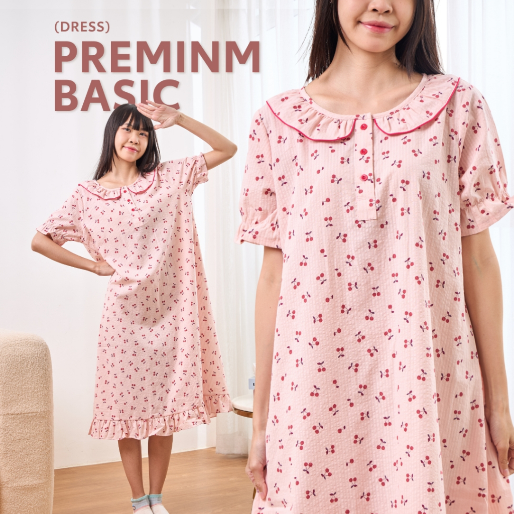 ชุดนอนกระโปรงคอปกบัว ชุดนอนผู้หญิง ชุดนอนกระโปรง ชุดนอนน่ารัก งานใส่สบาย จากโรงงานไทย รุ่น PremiumBa