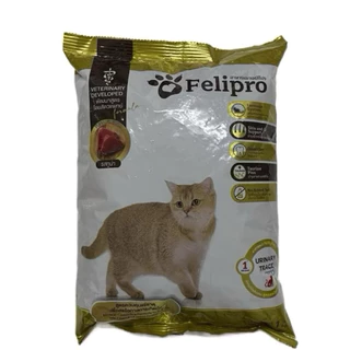 Felipro Cat Food tuna สีทอง รสทูน่า ลดโอกาสเกิดนิ่วเหมาะสำหรับแมวหลังหย่านม 15/04/2027ถุง1 กิโล มีให้เลือกเเบบ3-5-10ถุง