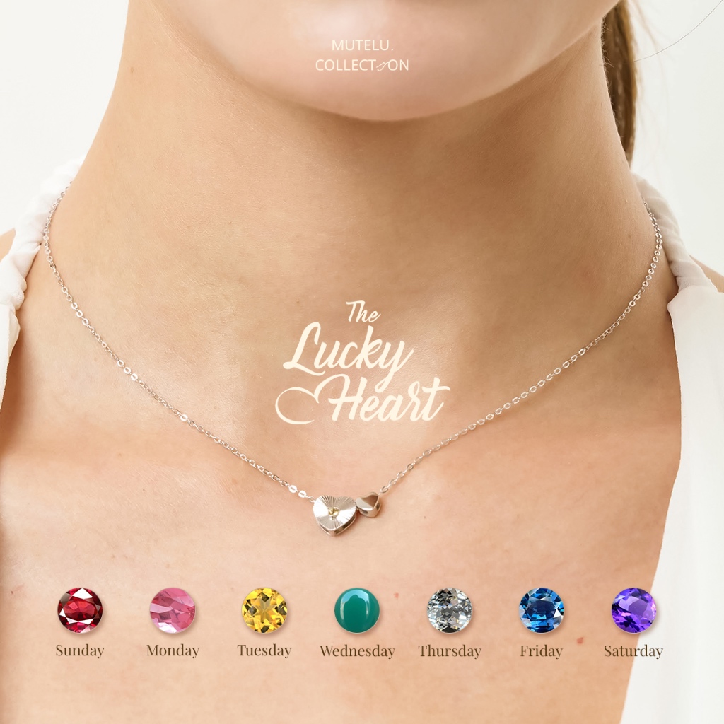 Mutelu.Collection สร้อยคอหัวใจ  ✨ Sterling Silver 92.5 เลือกหินประจำวันเกิด เสริมดวงความรัก