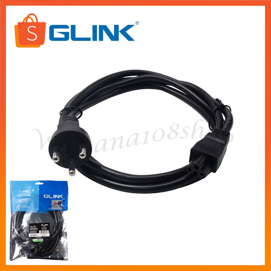 Glink GP1032 Cable AC Power 3Pin To C5 10A 250V 3x0.75Sqm. 1.8M สาย Power Notebook สายกลม มี มอก.