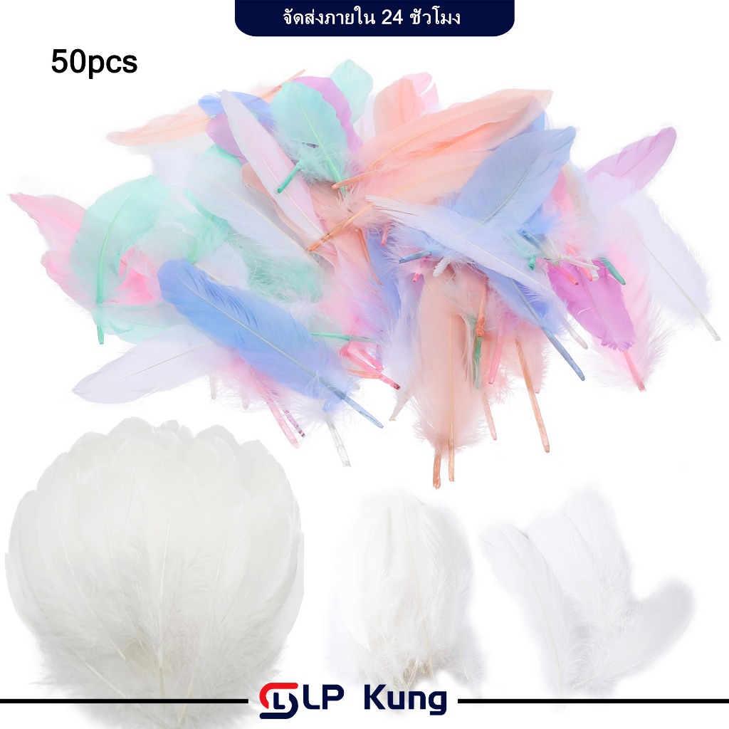 (ราคาต่อ 50 ชิ้น)ขนนก แบบธรรมชาติ ขกนกDIY สำหรับตกแต่ง สำหรับตกแต่งบ้าน สีสันสวย พร้อมส่ง