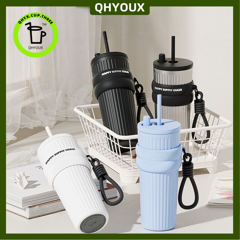 QHYOUX จัดส่งจากท้องถิ่น🚚แก้วเยติ ของขวัญ 316 แก้วสแตนเลส มาพร้อมเชือกถือและฟาง สินค้าใหม่ปี 2025