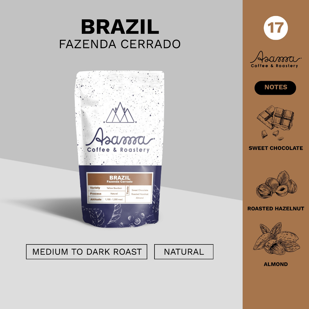 17. เมล็ดกาแฟคั่วกลาง-เข้ม Brazil Fazenda Cerrado 200 กรัม