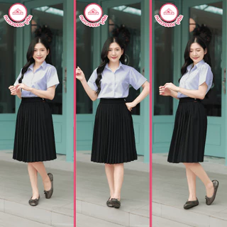 เสื้อนักศึกษาหญิง ขาวนวล แขนสามเหลี่ยม เข้ารูป หลังแหลม/สามเหลี่ยม