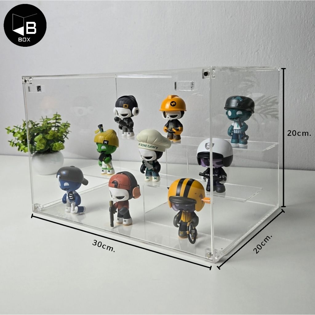 ตู้อะคริลิคฝาเเม่เหล็กโชว์โมเดล กล่องอะคริลิค ArtToy หุ่นsize100% 3ชั้นขนาดกว้าง30cm.×สูง20cm.×ลึก20cm.