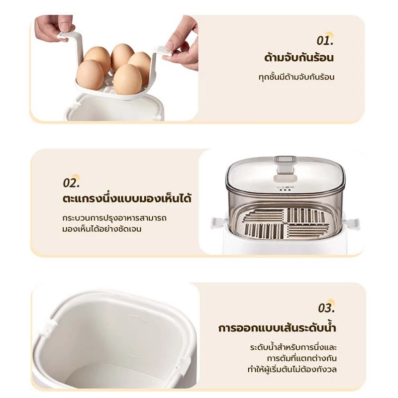 Eihome เครื่องต้มไข่มัลติฟังก์ชั่น มี 9 โหมด ตั้งค่าเวลาล่วงหน้าได้ 24 ชั่วโมง ขนาดเล็ก พกพา ‌เวอ thumbnail 9
