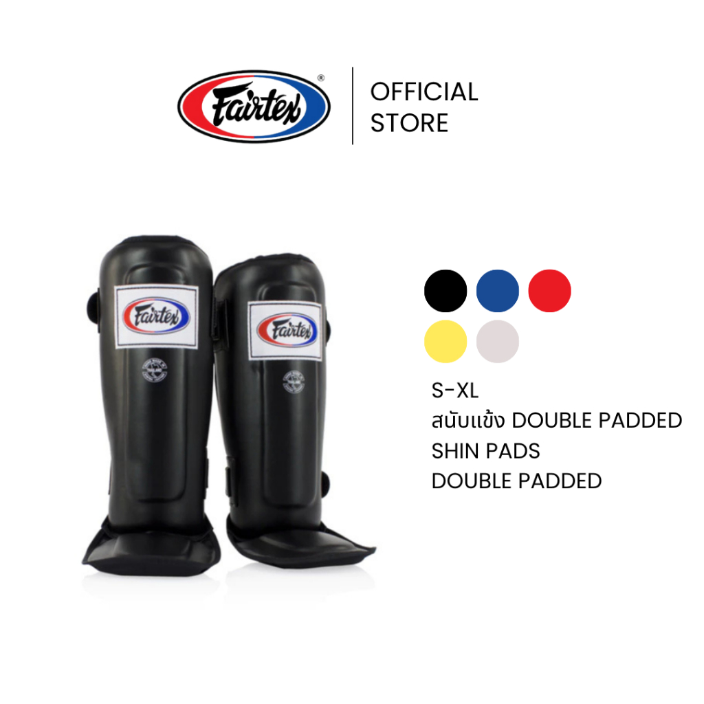 Fairtex สนับแข้ง SP3 สนับแข้งมวยไทยโค้งรับขา กระชับ ปรับสายได้ ซับในยีนส์กันลื่น ปกป้องสูงสุด | Shin Pads Protector