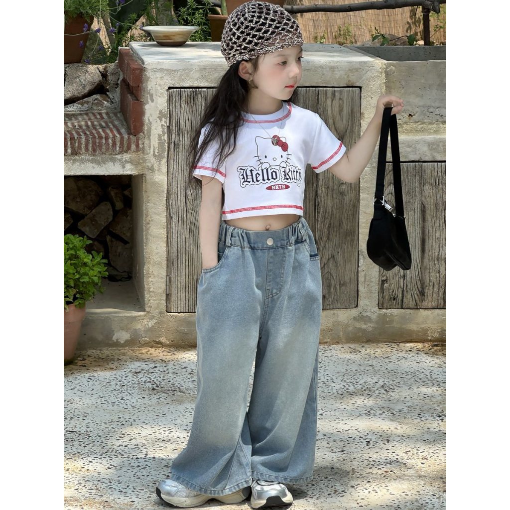 เสื้อยืดครอป สกรีนลายคิดตี้ (NN6899)