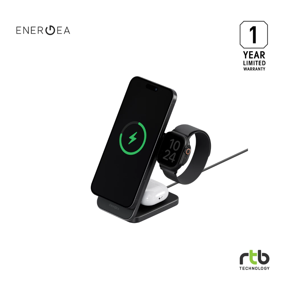 Energea MagTrio 2 (Qi2.2) / Plus (Qi2) แท่นชาร์จแม่เหล็กไร้สาย 3-in-1 Wireless Charging Stand